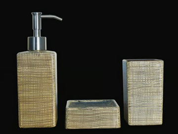 VENICE SET BROWN/IVORY - Countertop glass toothbrush holder by Glass Design - view 2